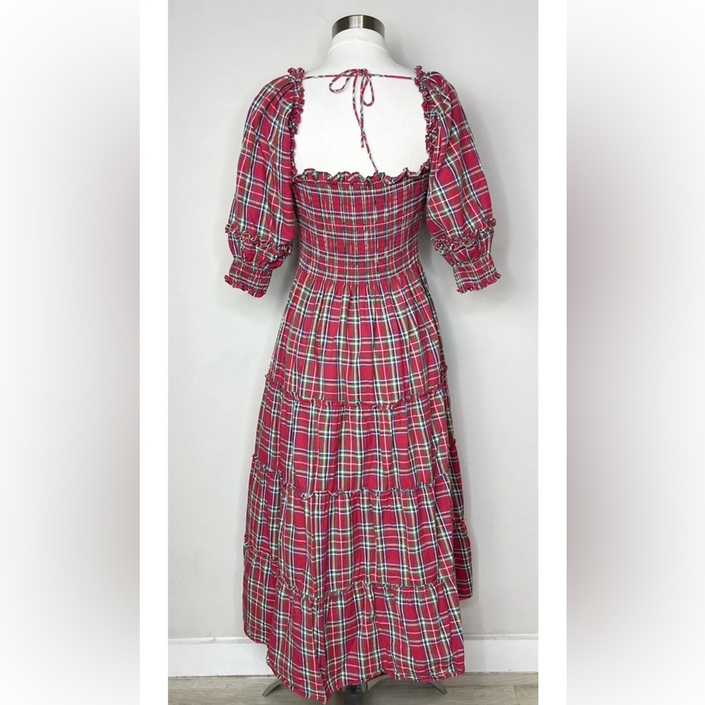 Hill House Red Plaid Tiered Midi Dress - Picture 6 of 13